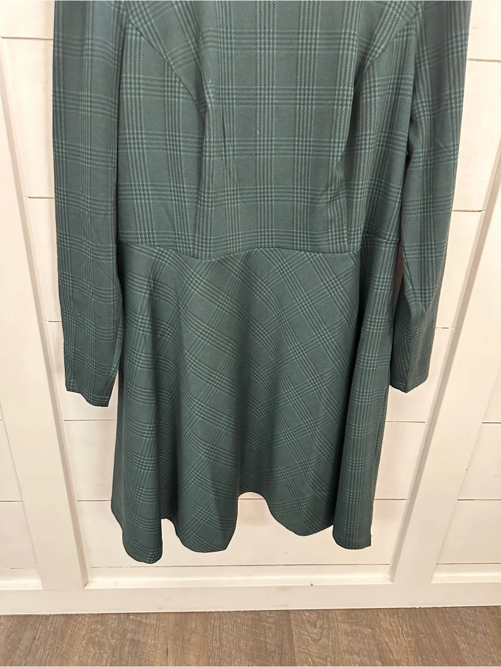 Modcloth 2X green plaid fit and flare plus size midi dress preppy schoolgirl - Picture 4 of 12